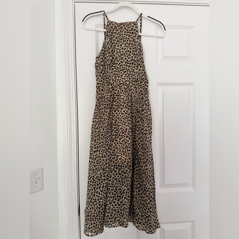 Abercrombie & Fitch Women Animal Print Strappy Chiffon Lined Maxi Dress S